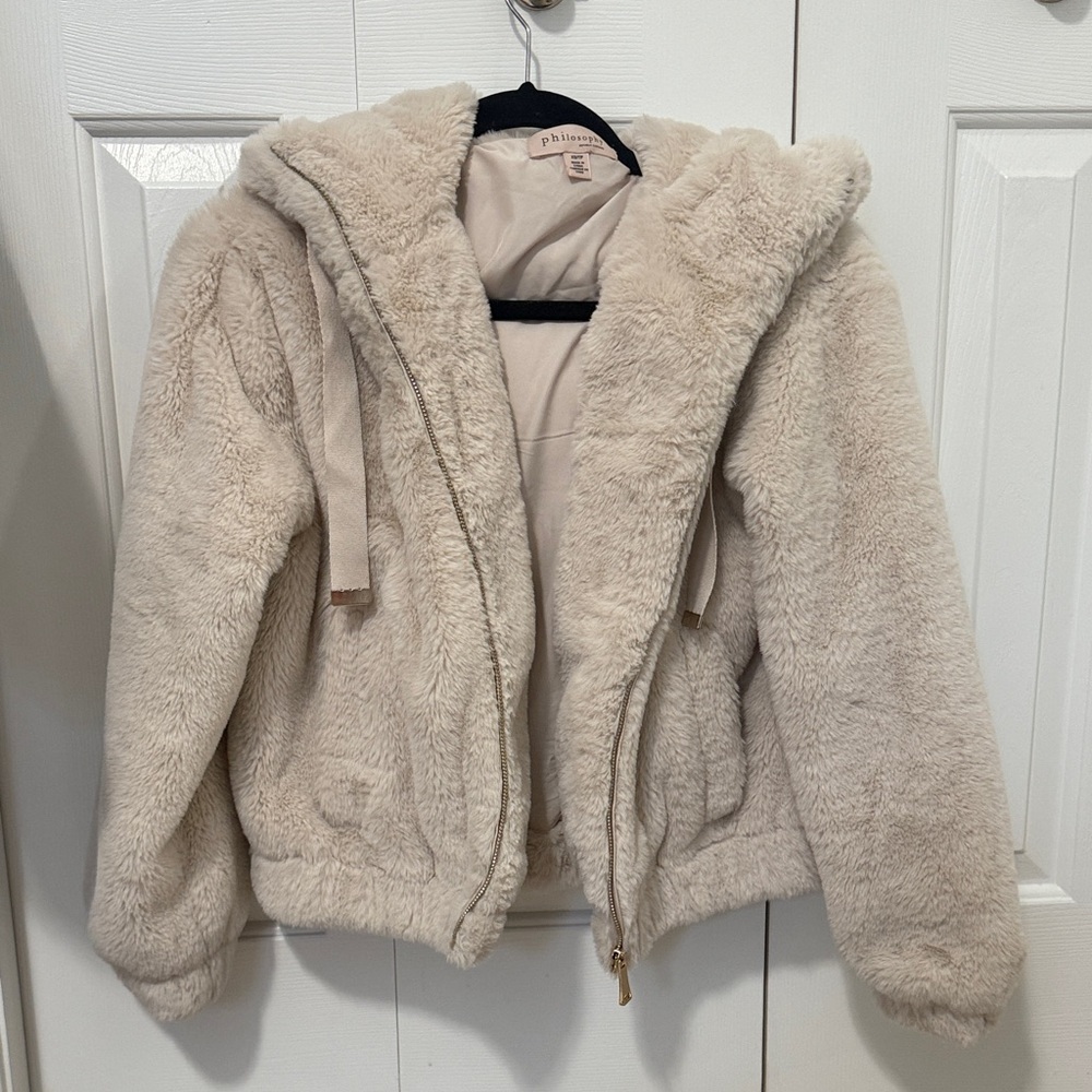 Philosophy Cream Faux Fur Jacket